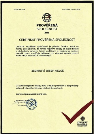 Prověřená společnost CERTIFIKÁT